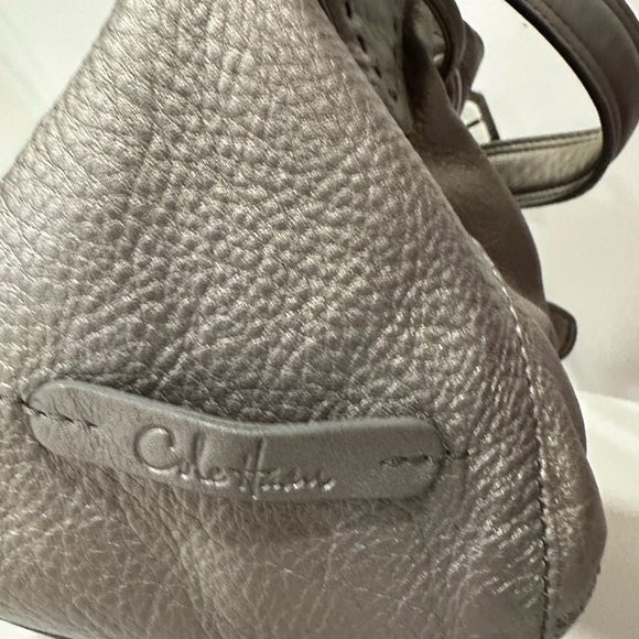 COLE HAAN Metallic Silver Slouchy Leather Drawstring Single Handle Shoulder Bag - Picture 7 of 14